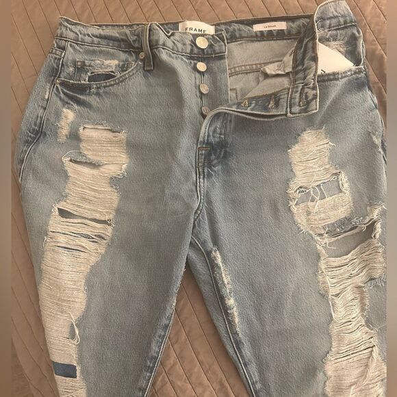 FRAME Le Slouch Low Rise, Straight Destructed Denim - NWT - size 30 - Picture 10 of 16